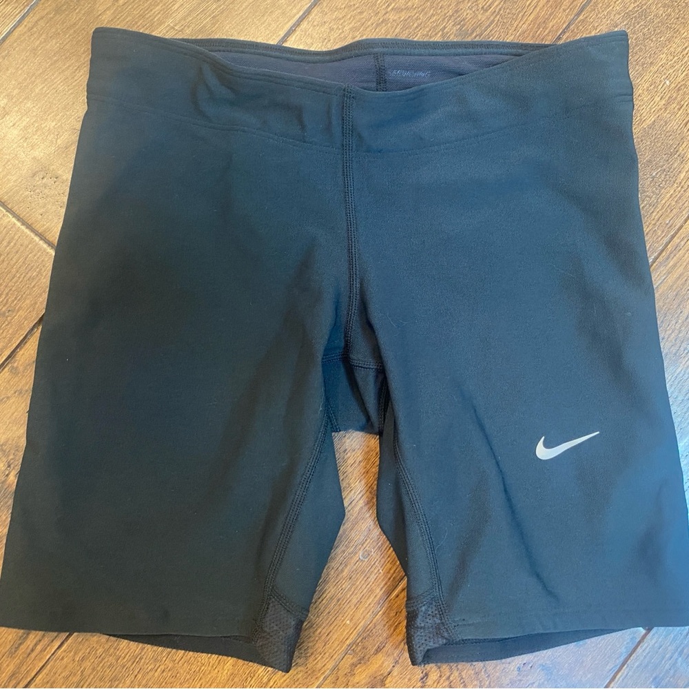 Nike running bike shorts black XS zipper pocket reflective stripes drawstring
